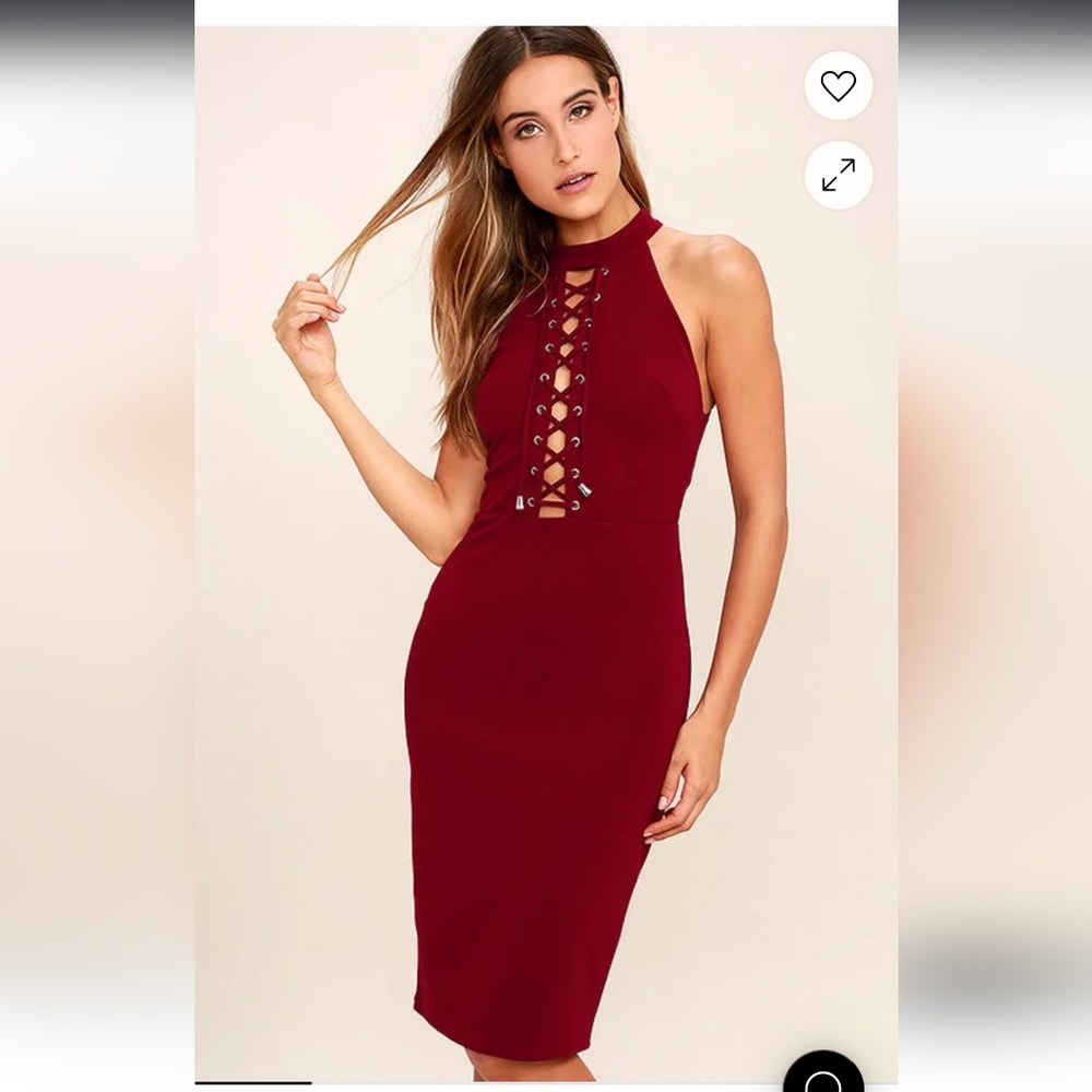 Lulu's Lace-Up Front Bodycon Dress